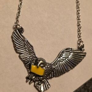 Hedwig Owl Necklace with Yellow Accent